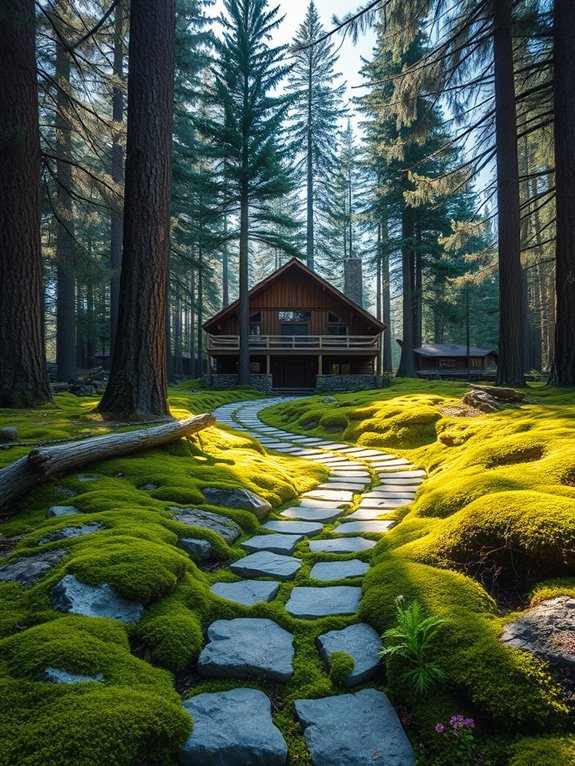 lush green stone walkways