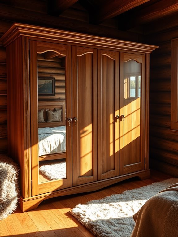 mirrored wooden wardrobe design