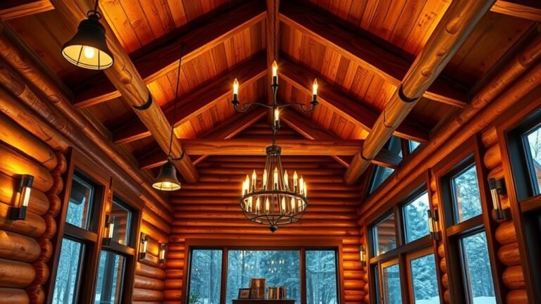 modern log cabin lighting