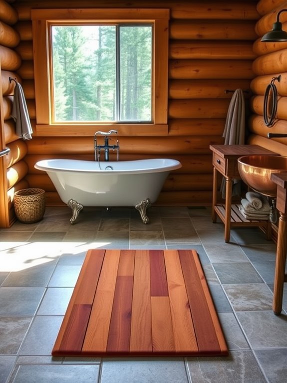 natural wood bath mats