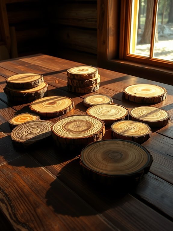 natural wood drink coasters