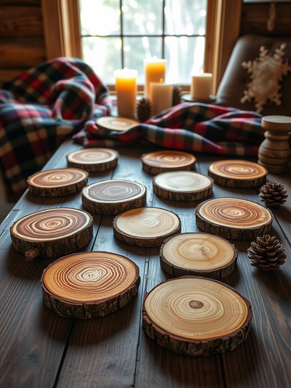 natural wood drink coasters