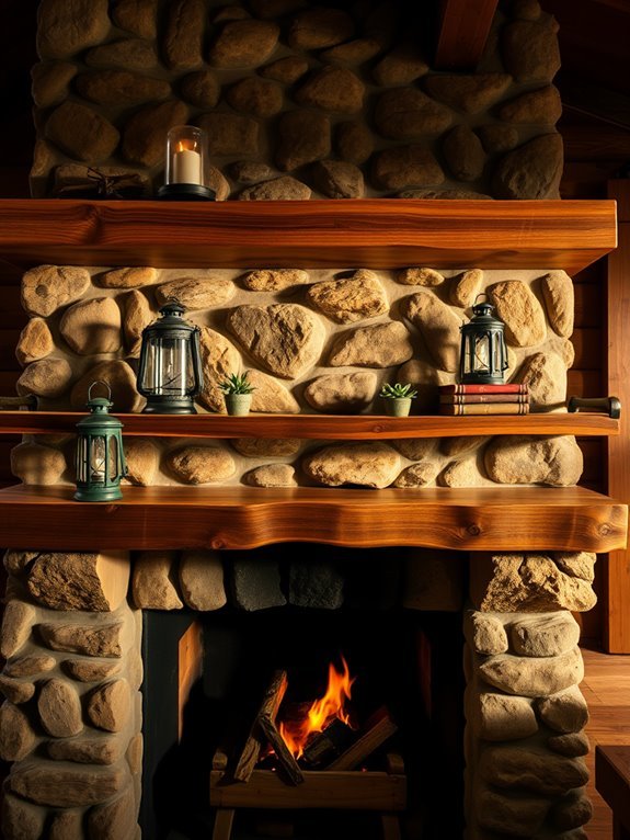 natural wood floating shelves