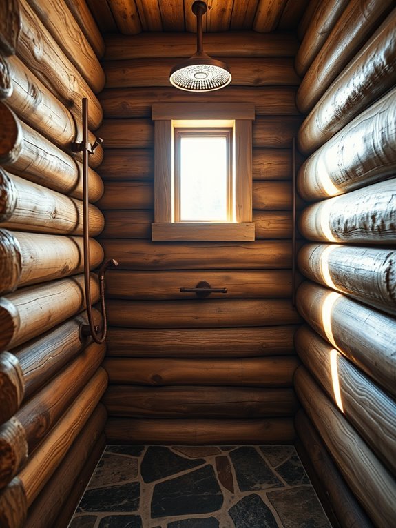 natural wood shower enclosure