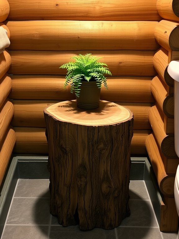 natural wood stump table