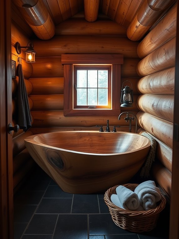 natural wooden bathtub design