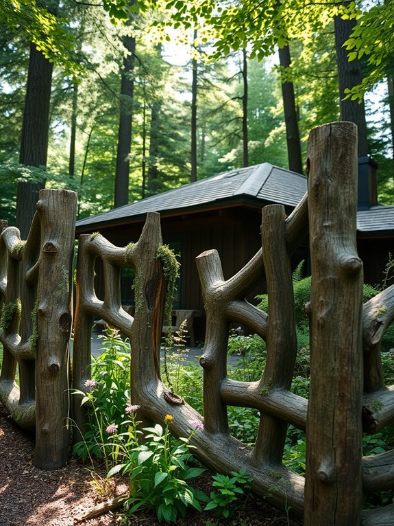 natural wooden boundary fencing