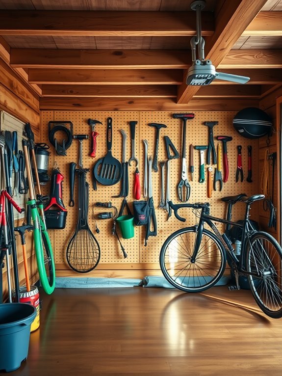 organize with hooks and pegboards