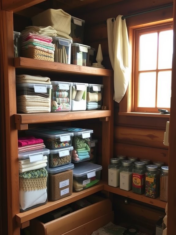 organize with transparent bins