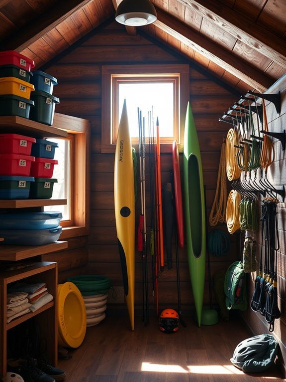 organized outdoor equipment storage