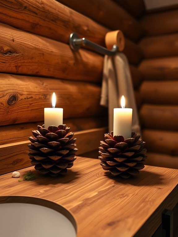 pinecone shaped candle holders