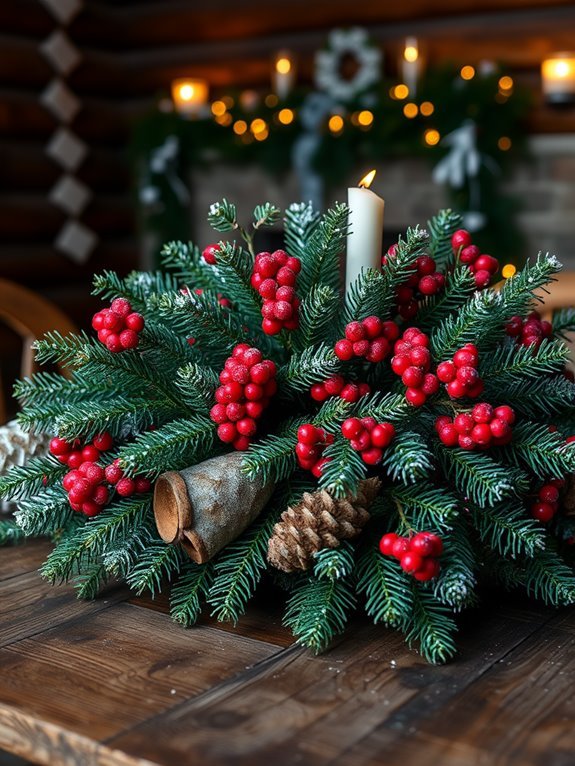 pinecones and berries decor