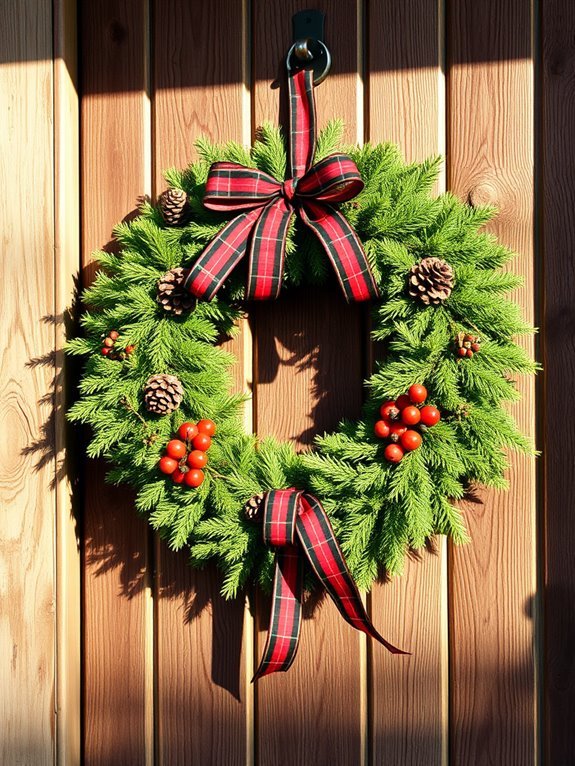plaid ribbon wreath decoration