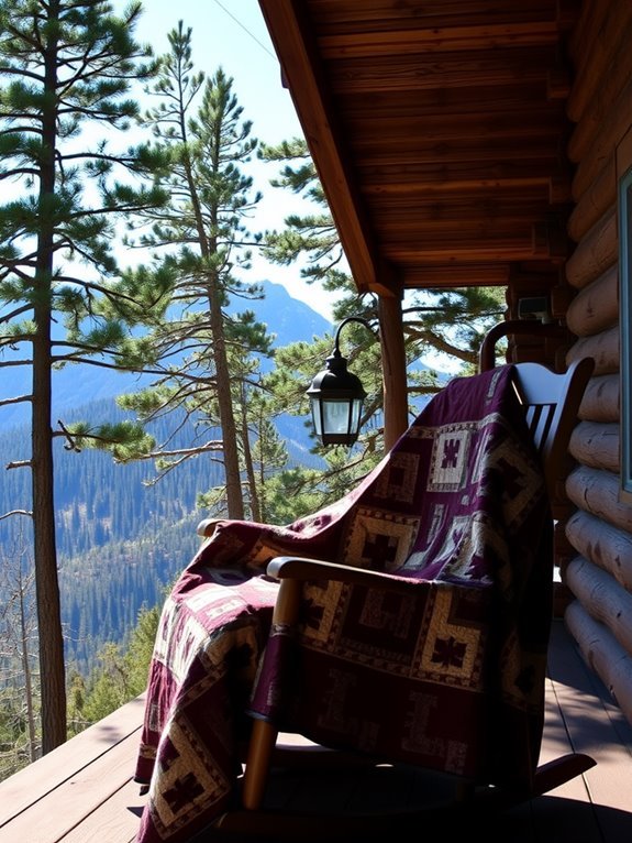 quilt depicting mountain landscape