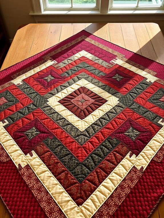 quilt featuring textured logs