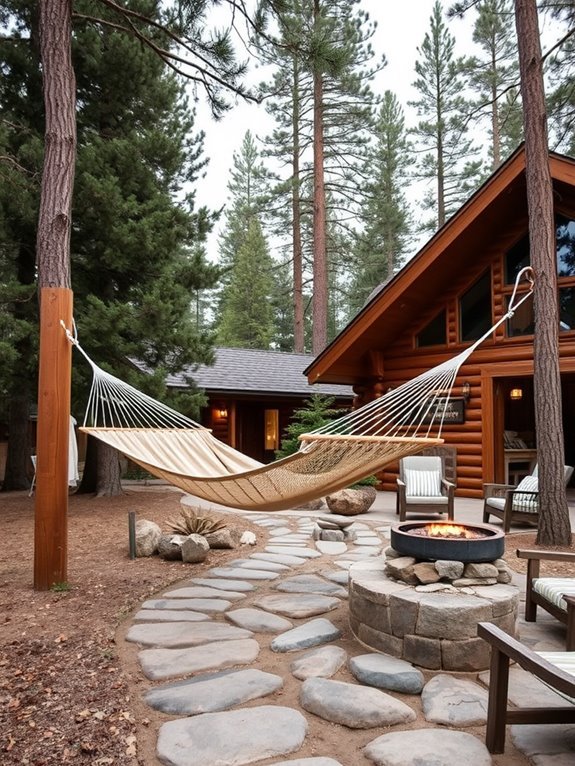 relaxing in cozy hammocks