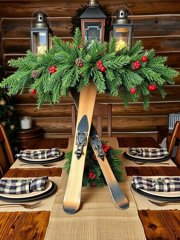 retro skiing and snowboarding decor