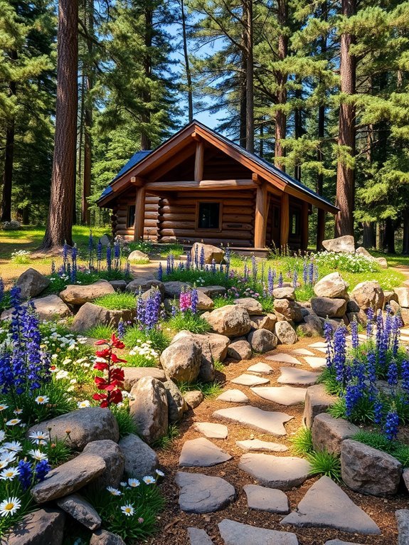 rocky wildflower garden landscape