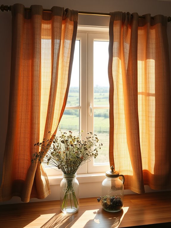 rustic burlap window coverings