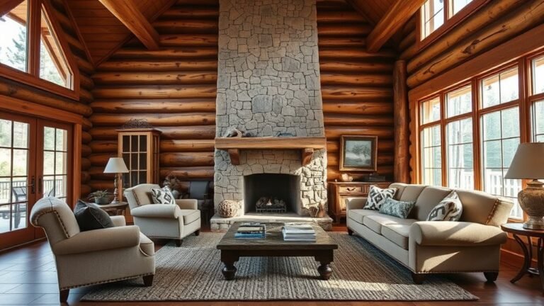 rustic cabin living spaces