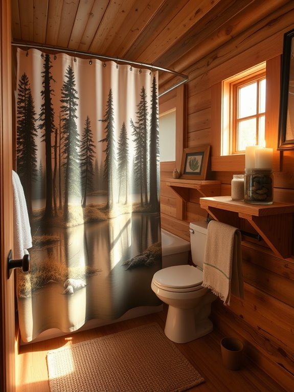 rustic cabin themed shower curtain