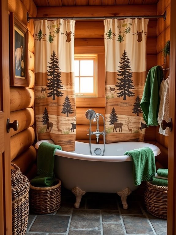 rustic cabin themed shower curtains