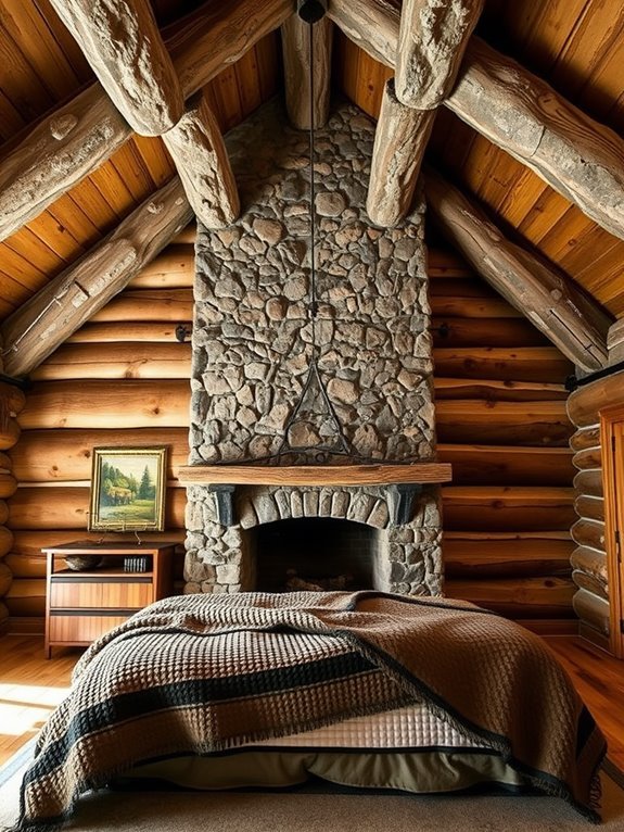 rustic exposed stone beams
