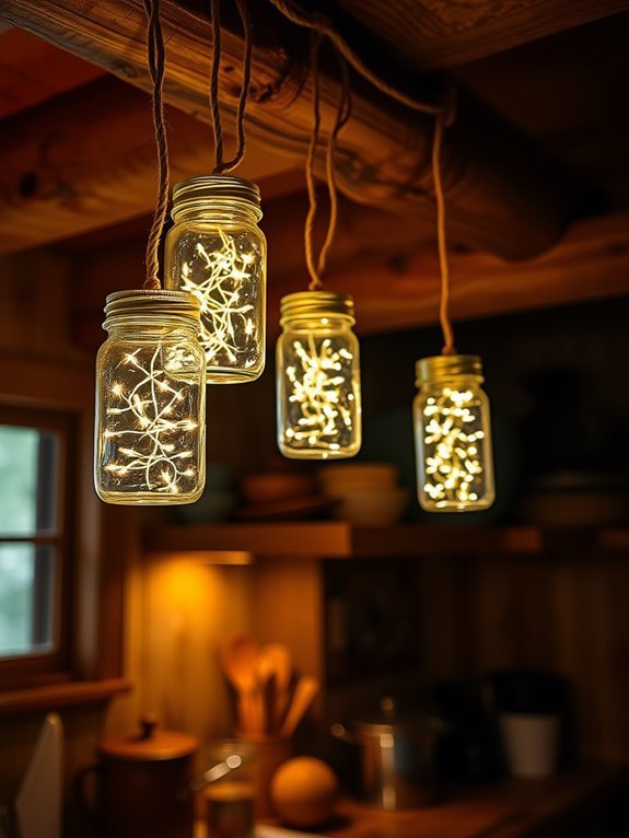 rustic illuminated jar decor