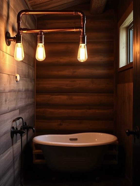 rustic industrial pipe illumination