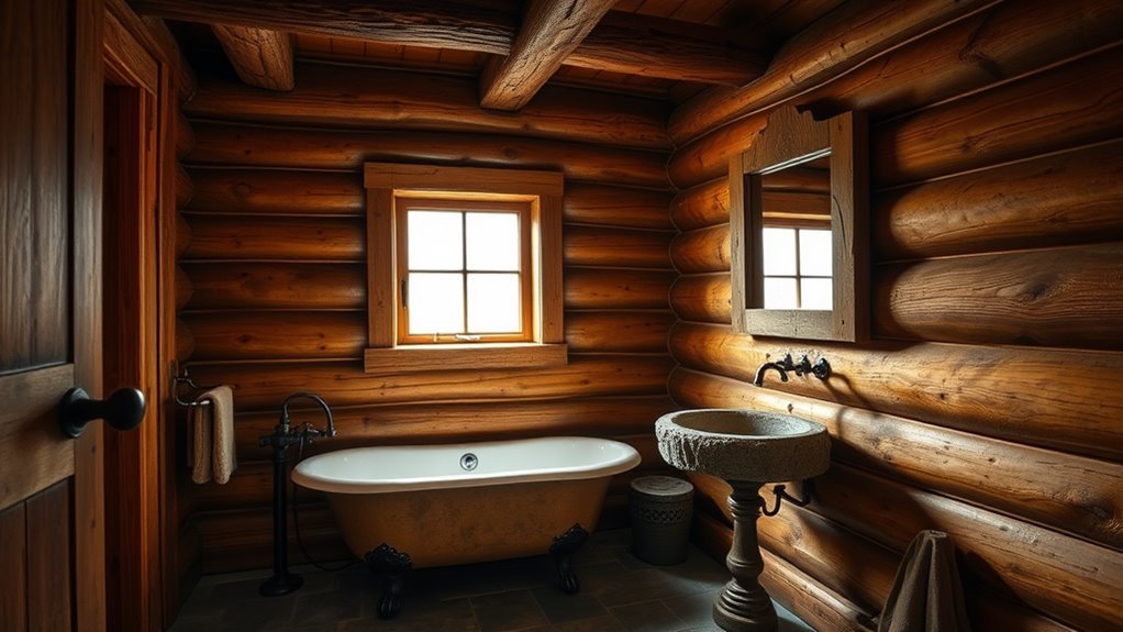 rustic log cabin bathrooms