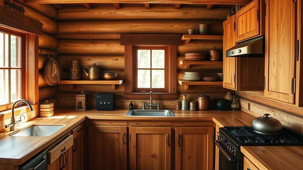 rustic log cabin cabinets