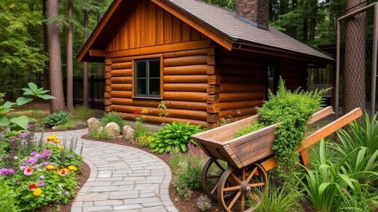 rustic log cabin landscaping