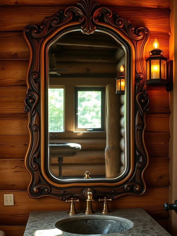 rustic mirrors with wooden frames