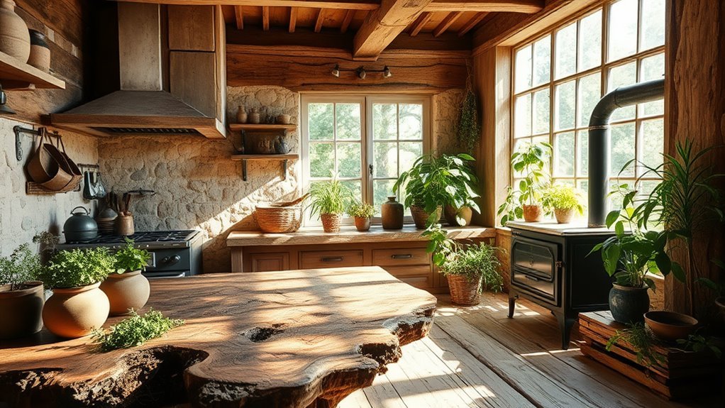 rustic nature themed kitchen designs