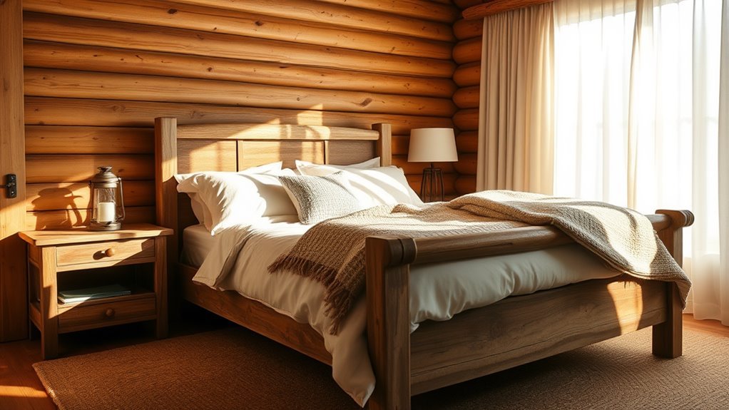 rustic neutral cabin bedrooms