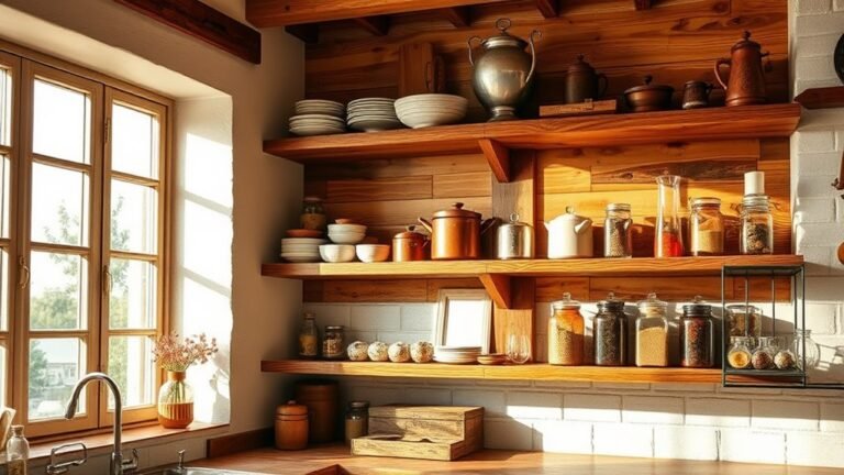 rustic open kitchen shelving