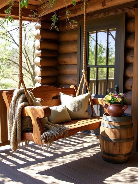 rustic outdoor swing seating