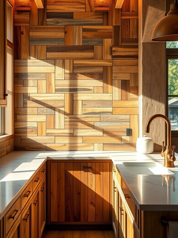 rustic pallet wood backsplash