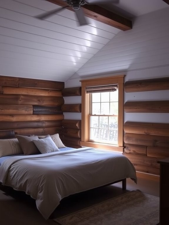 rustic shiplap with logs