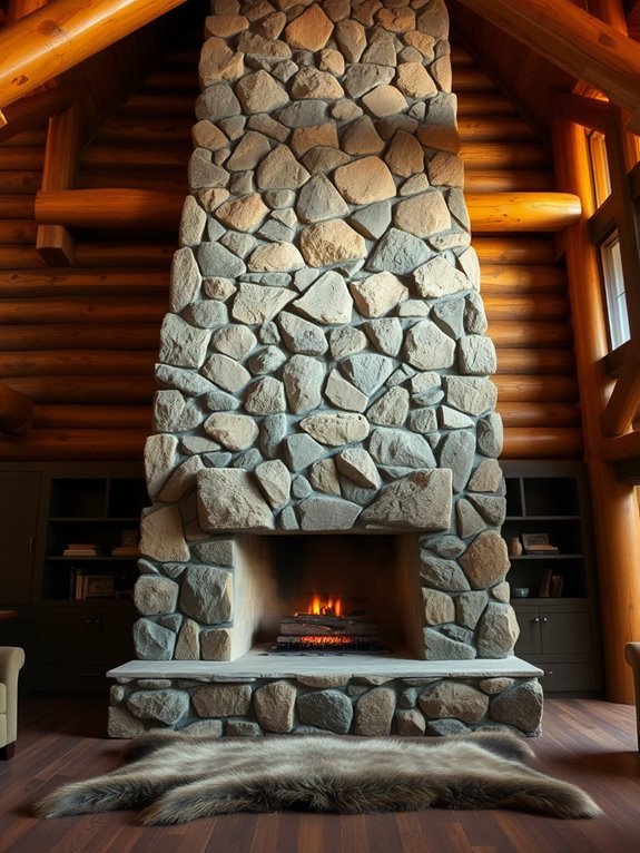 rustic stone fireplace design