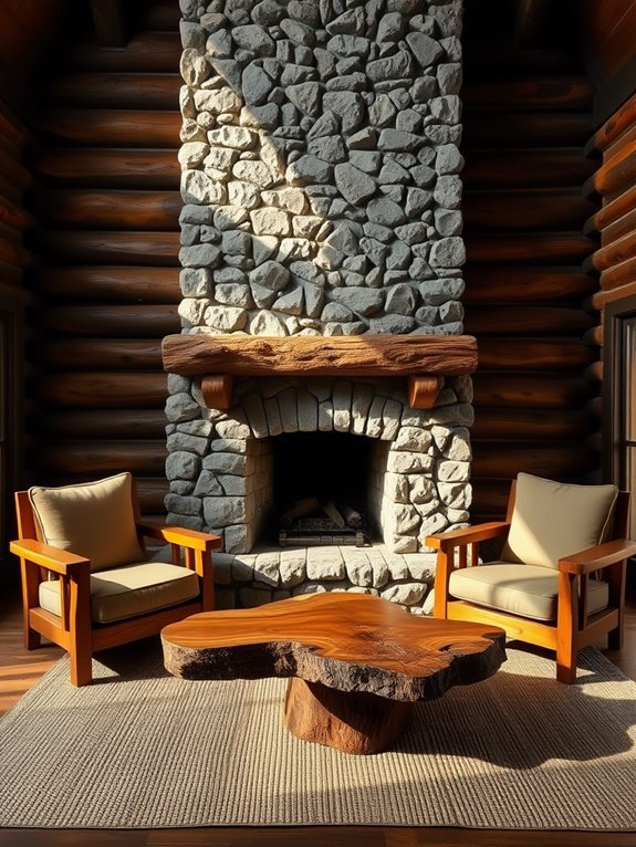 rustic stone fireplace design