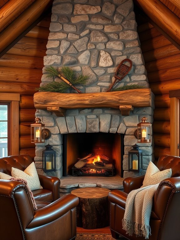 rustic stone fireplace design