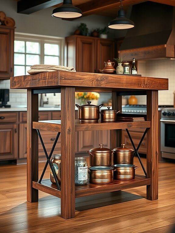 rustic two tiered island design