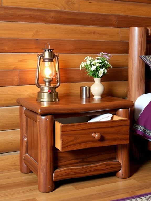 rustic wooden bedside tables