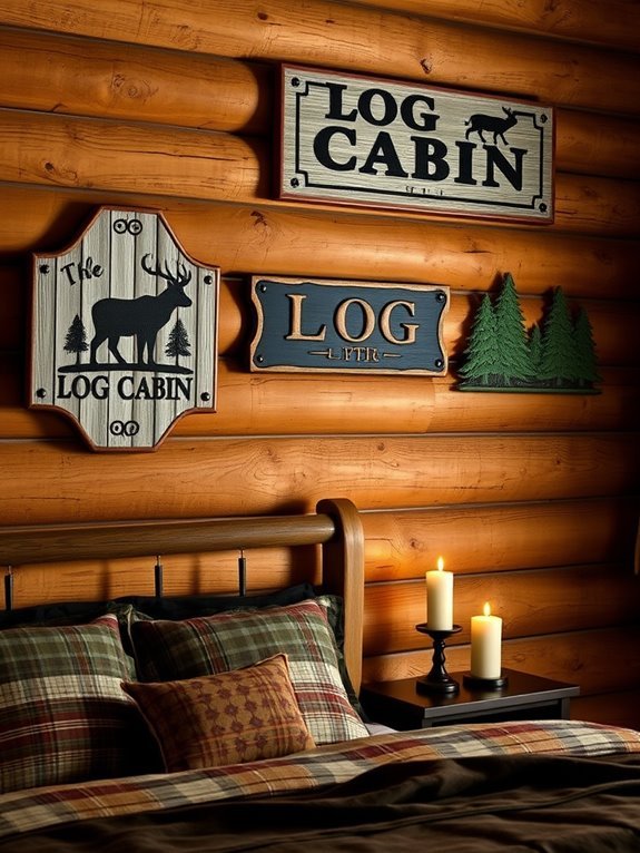 rustic wooden cabin markers