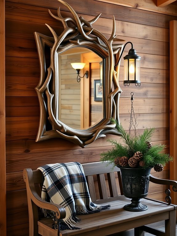 rustic wooden cabin mirror