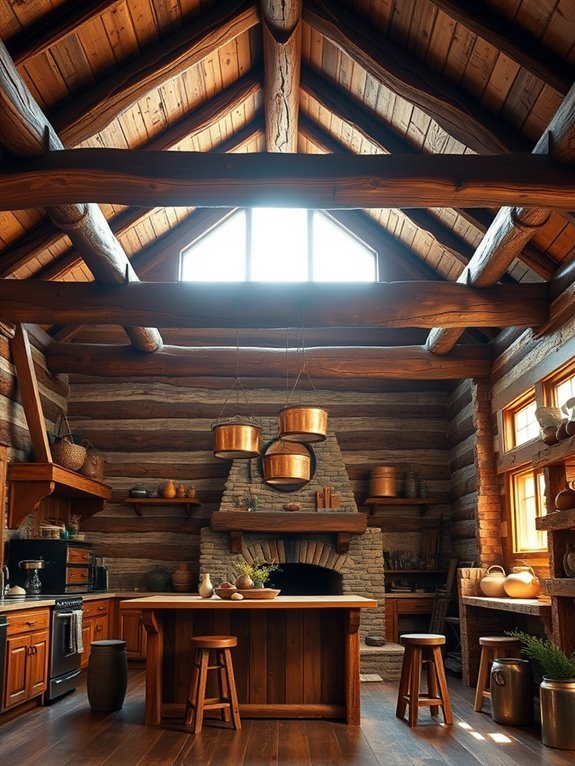 rustic wooden ceiling beams