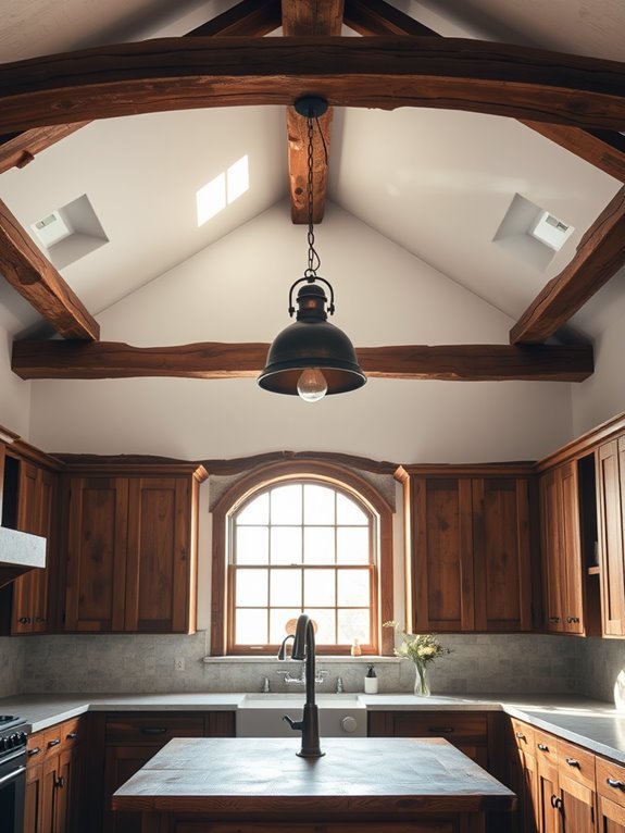 rustic wooden ceiling beams