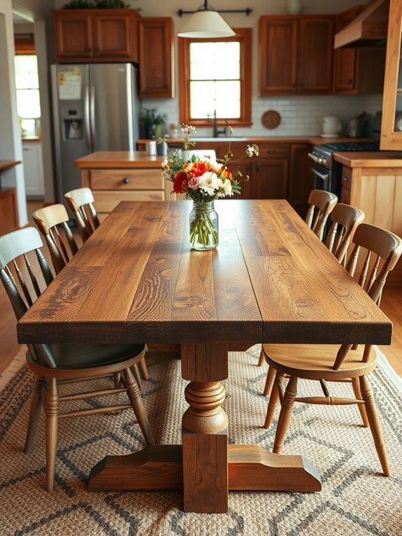 rustic wooden dining table