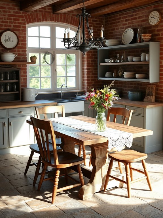 rustic wooden dining table